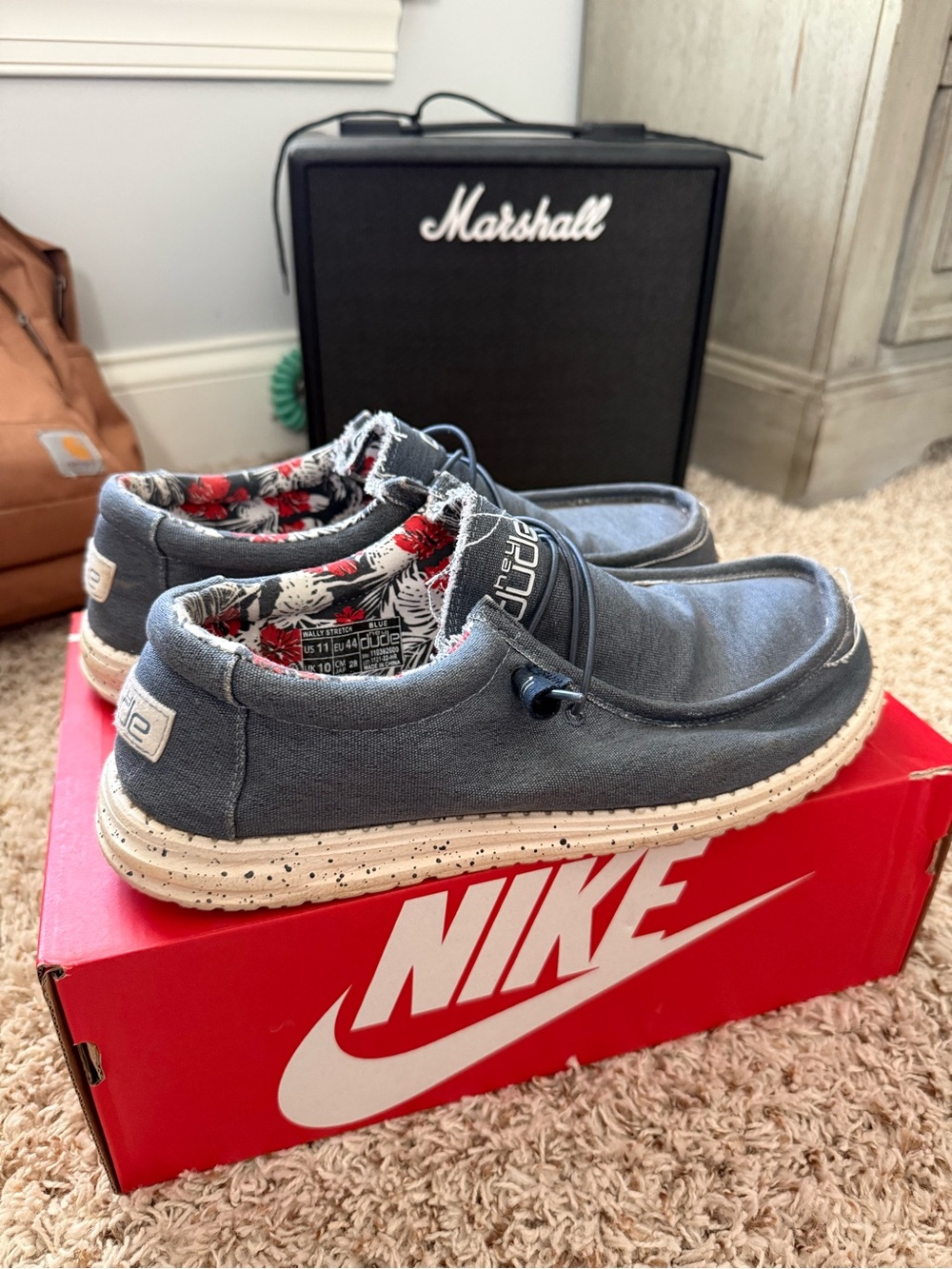 Hey Dude Wally Sox Men's Casual Slip-On Shoes in Slate Blue